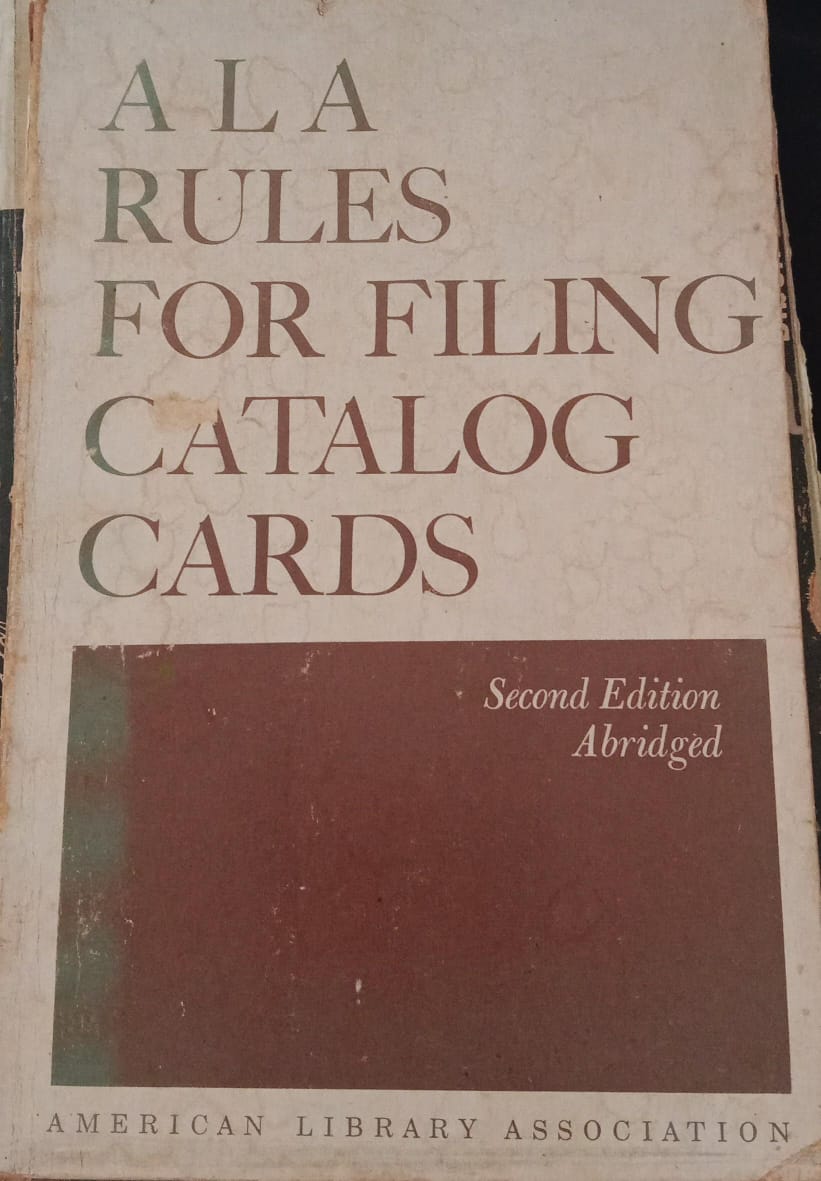 Cover buku A L A RULES FOR FILING CATALOG CARDS