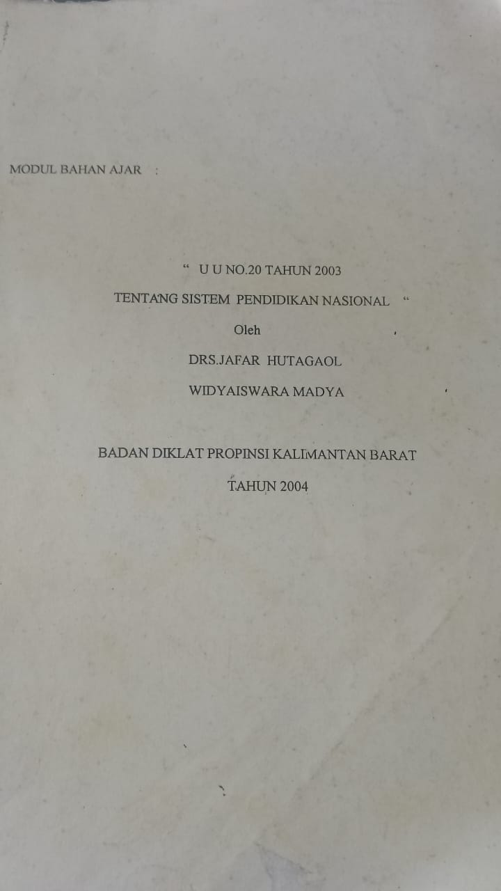 Cover buku UU NO.20 TAHUN 2003 TENTANG SISTEM PENDIDIKAN NASIONAL